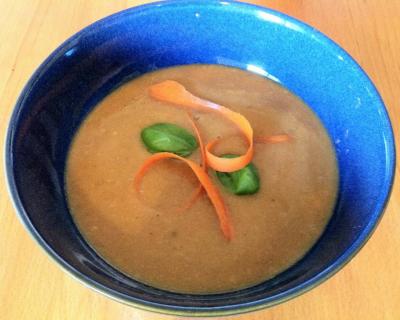 Garbanzo Bean Soup in our awesome blue bowls