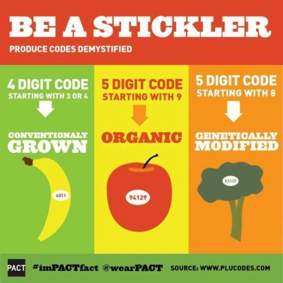 Produce sticker codes tell you whether it is organic, conventional, or GMO